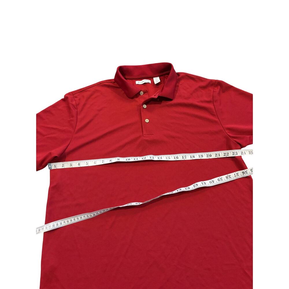 Men's XL Cubavera Short Sleeve Polo Golf Shirt Red Button Polyester Ribbed XL - Picture 6 of 6